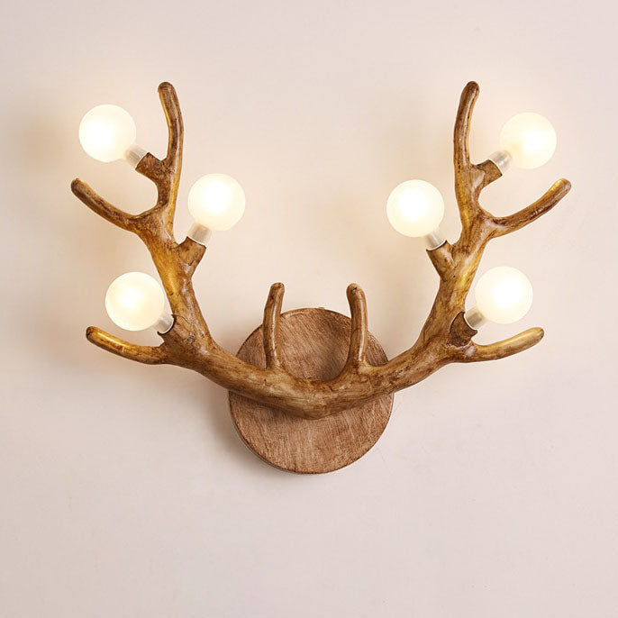 Resin Antler Tree Branch 6-Light Wall Lamp