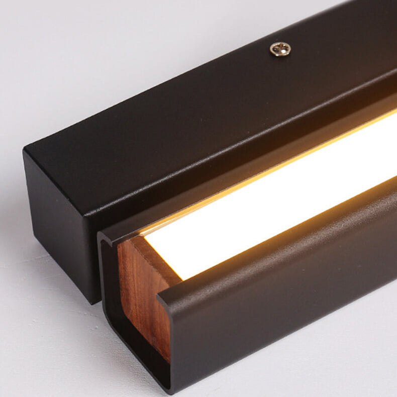 Rectangular Aluminum Iron Wood Wall Lamp