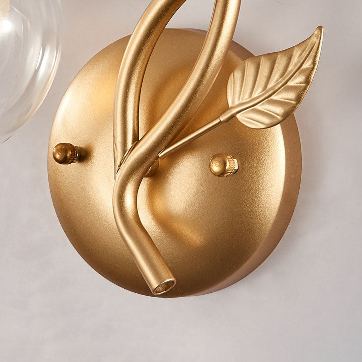 Branch Leaf Glass Ball 2-Light Wall Lamp