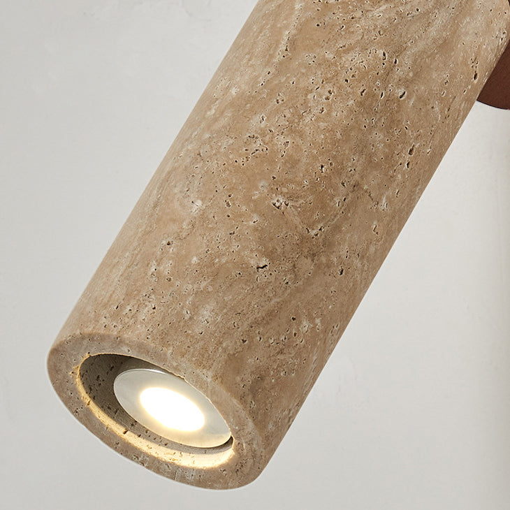 Yellow Travertine Cylindrical Bedroom Wall Lamp