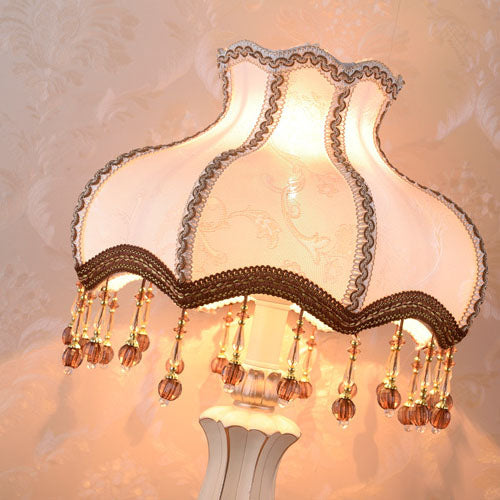 Fabric Cone Tassel Resin Table Lamp