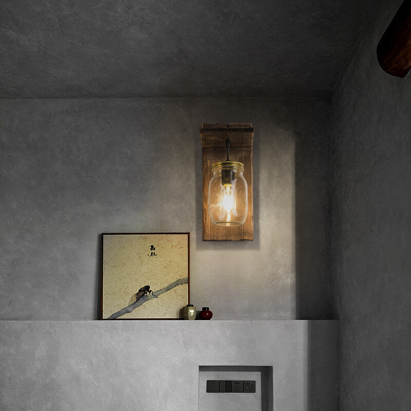 Wood Iron Wall Lamp