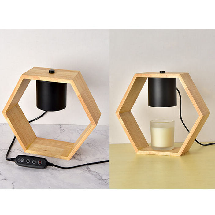Wood Hexagonal Melting Wax Table Lamp