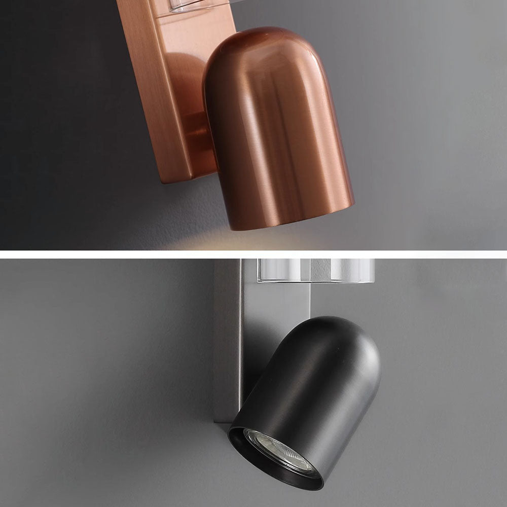 Rotatable Cylinder Metal Glass 2-Light Wall Lamp