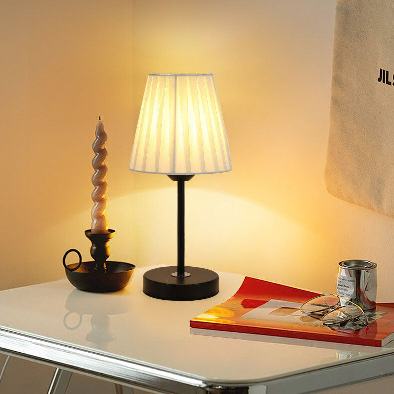 Black White Pleated Metal Table Lamp