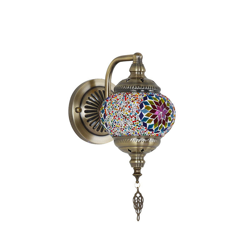 Iron Glass Mosaic Globe Wall Lamp