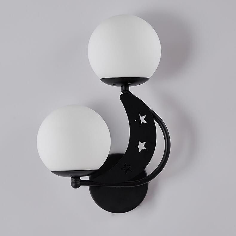 Glass Globe Lampshade Moon 2-Light Wall Lamp