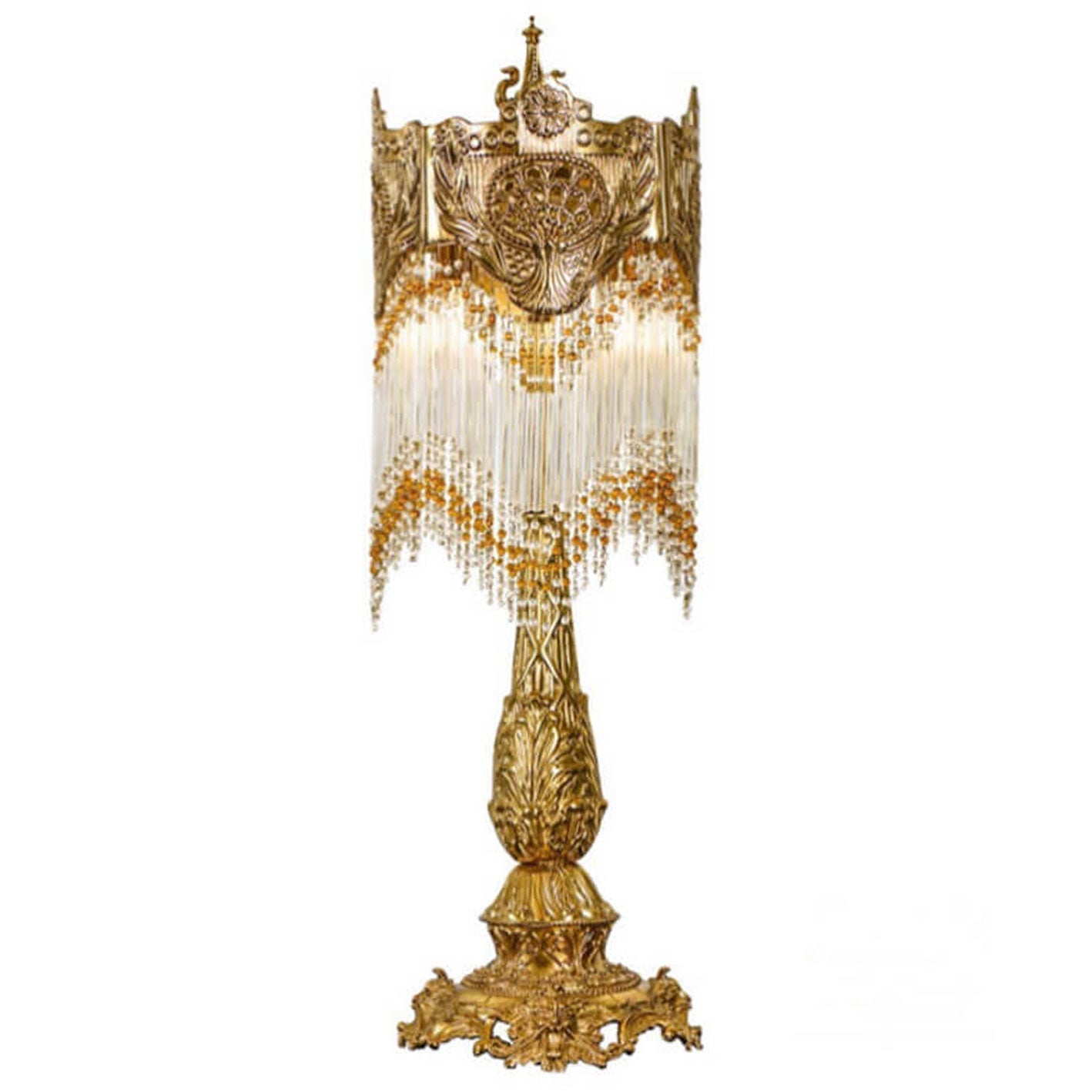 Brass Crystal Tassel Table Lamp