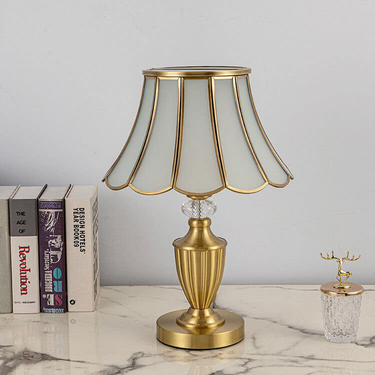 Brass Water Pattern Glass Table Lamp