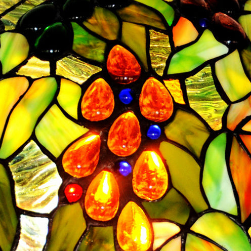 Stained Glass Grape Decor 3-Light Floor Lamp
