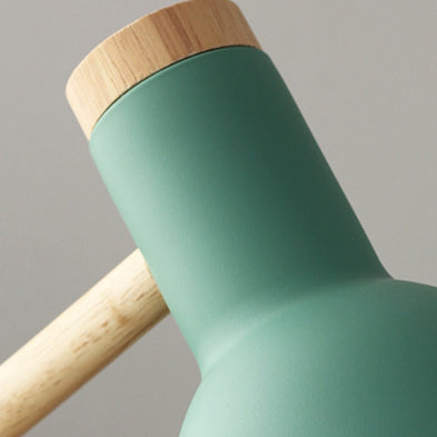 Macaron Round Horn Wood Table Lamp