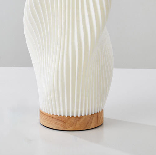 Round Wave Pod Wood Table Lamp