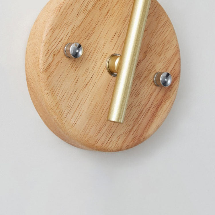 Round Solid Wood Striped Wall Lamp