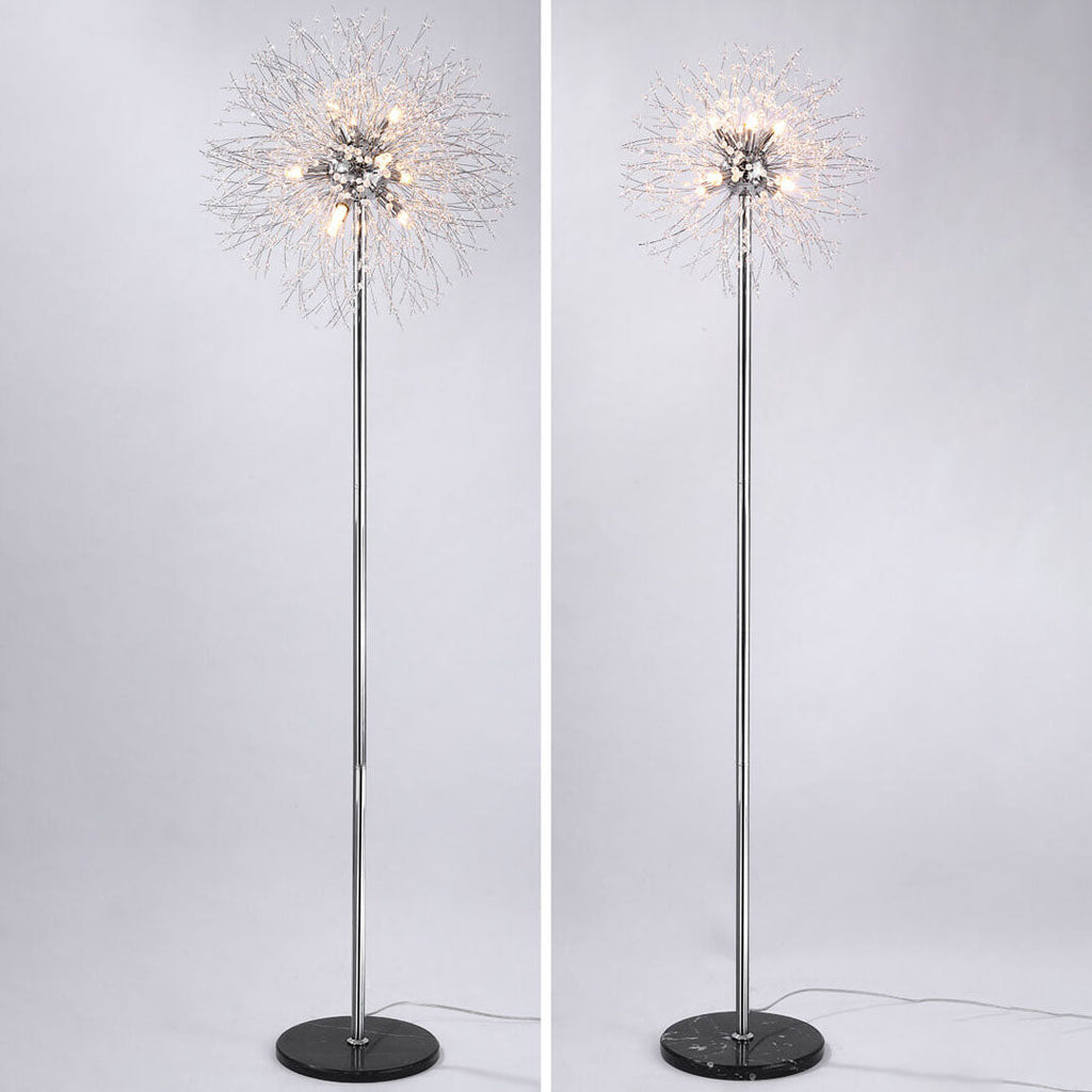 Dandelion Crystal Aluminum Marble 9-Light Floor Lamp