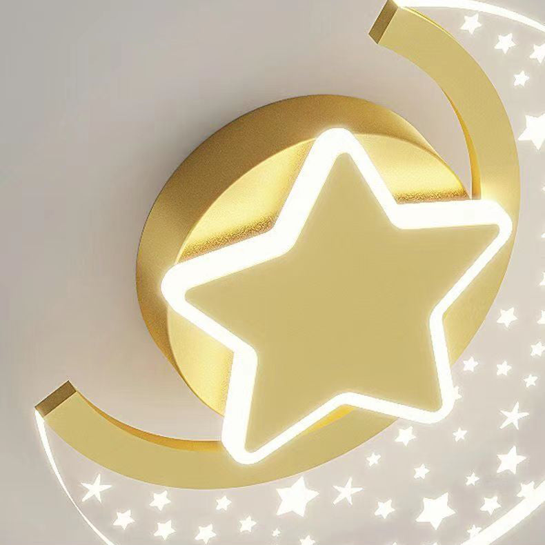Iron Aluminum Acrylic Moon Wall Lamp
