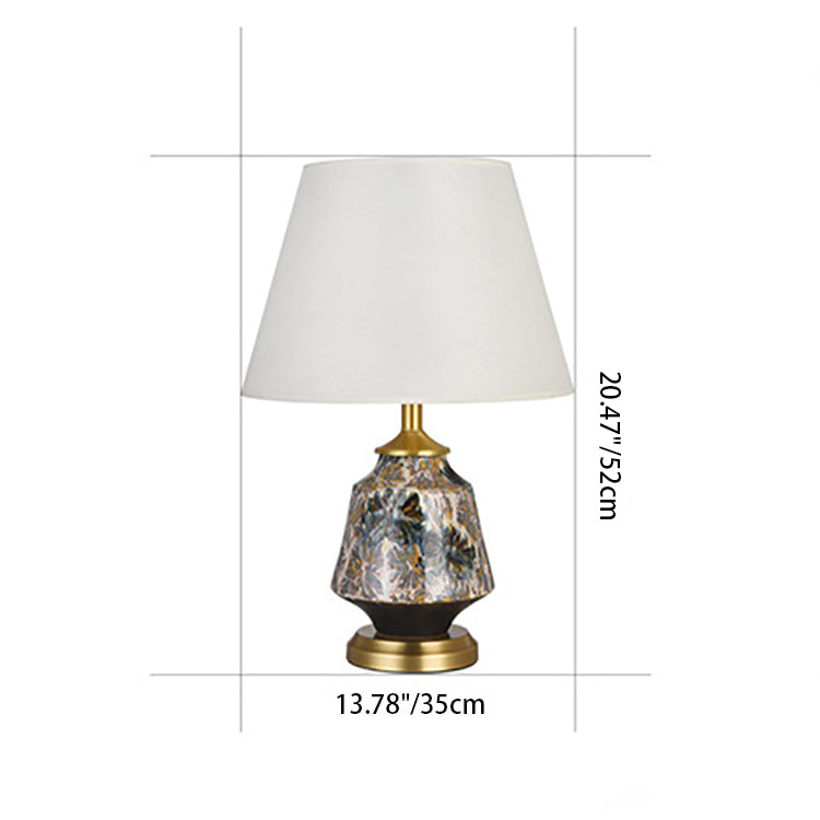 Fabric Round Ceramic Study Table Lamp