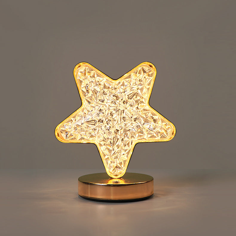 Metal Crystal Star Moon Table Lamp