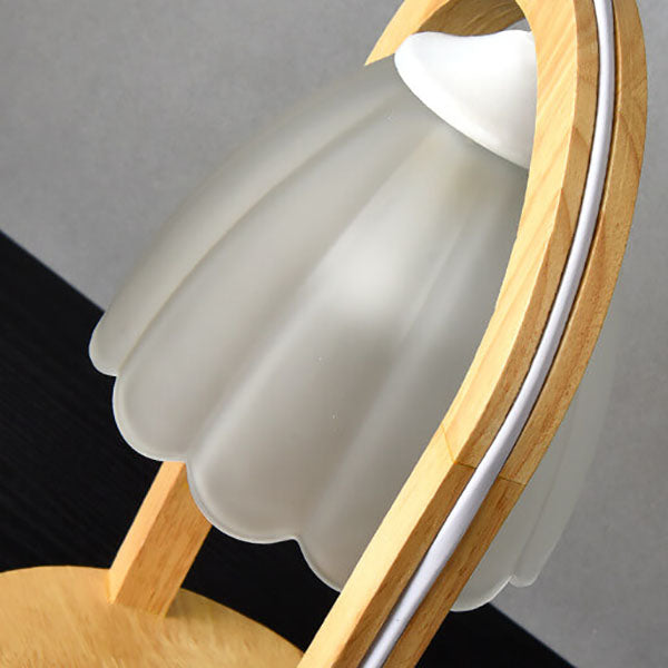 Wood Ring Glass Dimmer Table Lamp