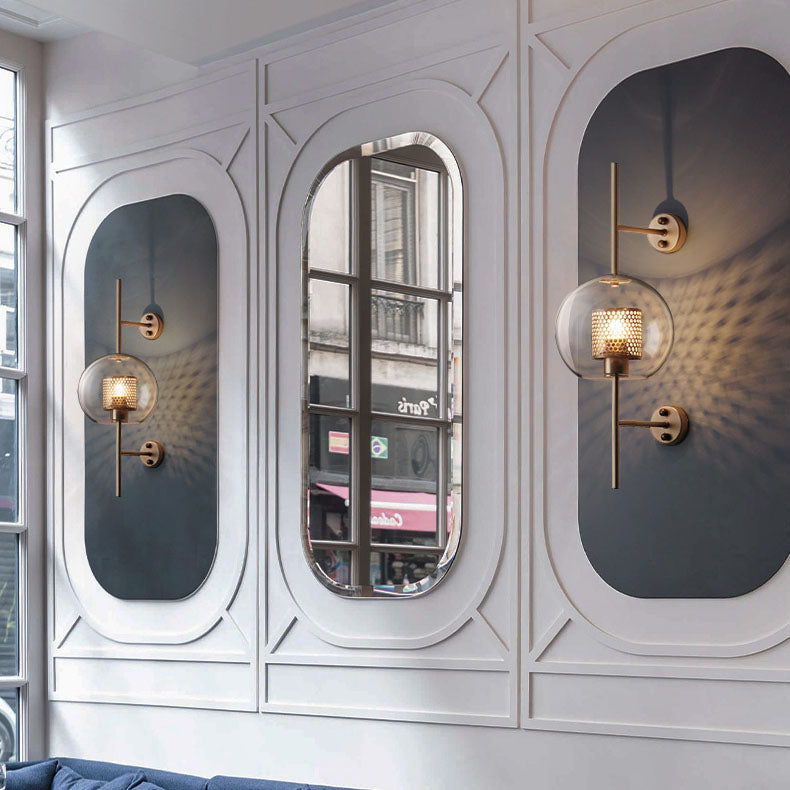 Iron Finish Frame Spherical Wall Lamp