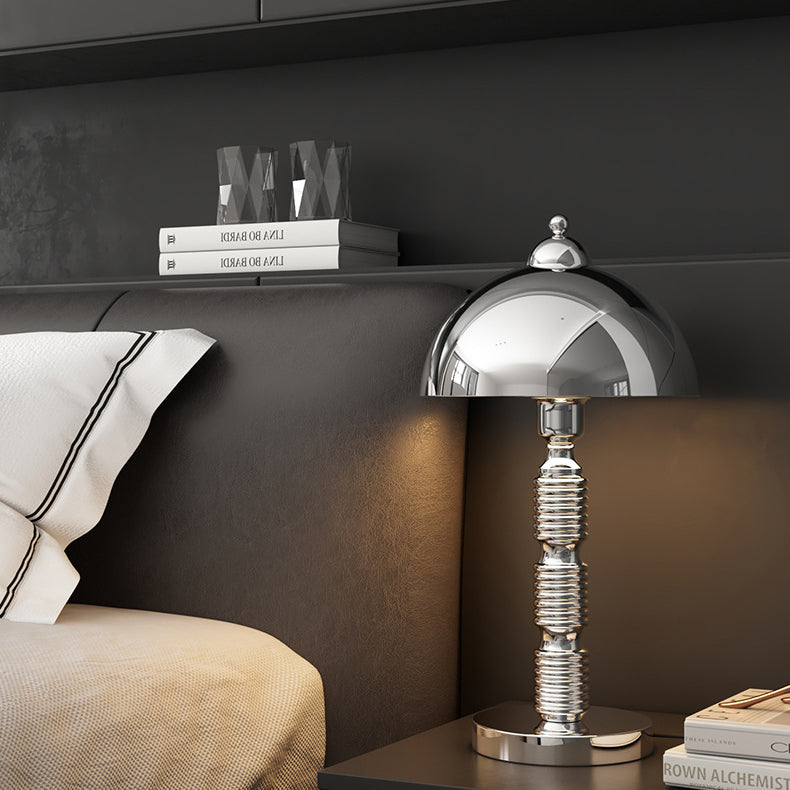 Iron Round Pleated Bedroom Table Lamp