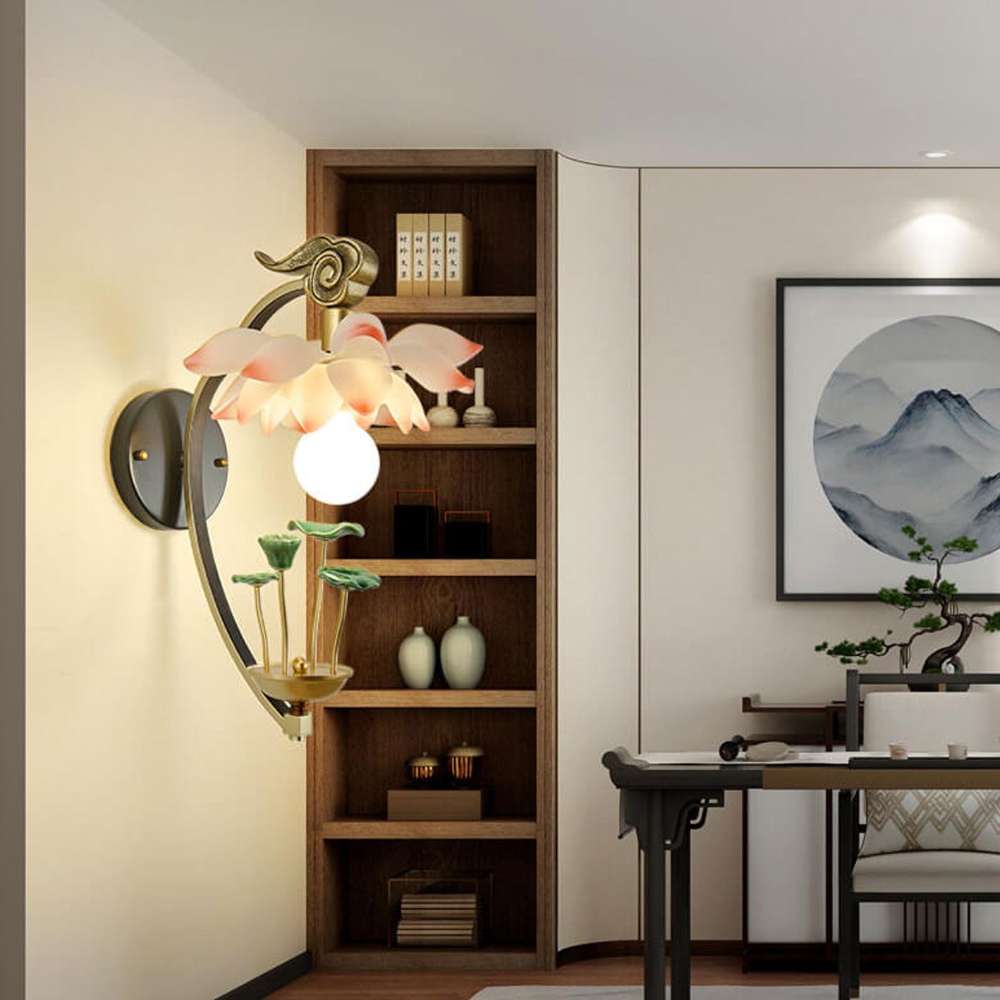 Lotus Ceramic Resin Wall Lamp