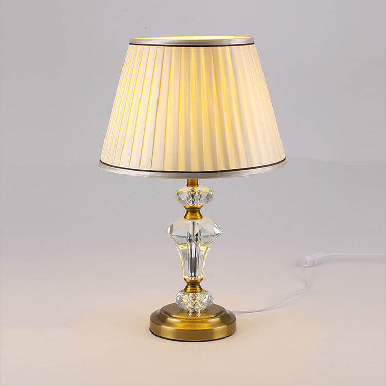Crystal Pillar Fabric Table Lamp