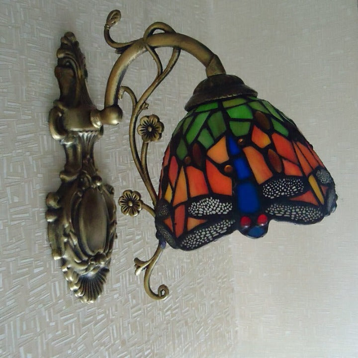 Handmade Stained Glass Dragonfly Wall Lamp