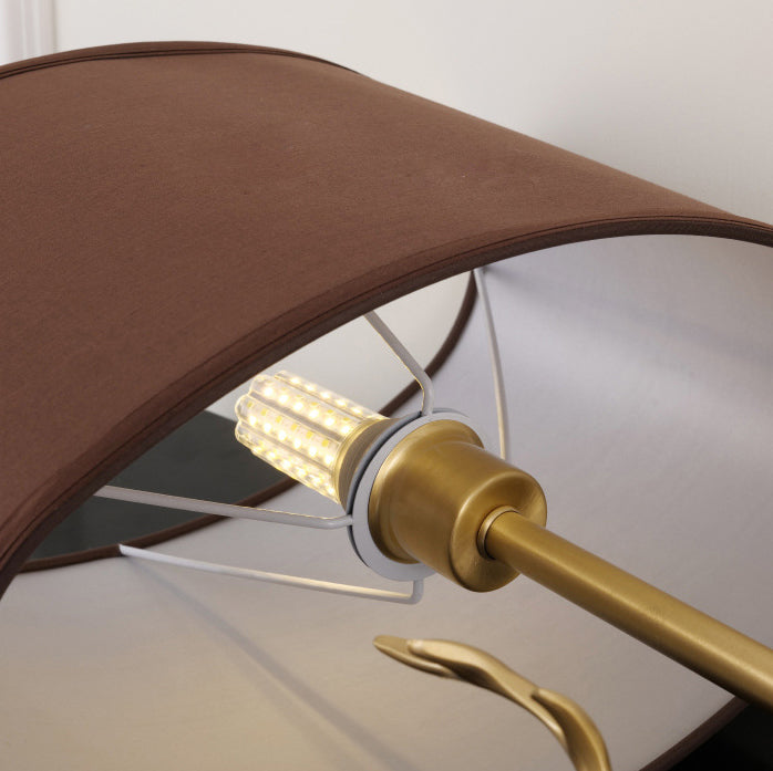 Fabric Brass Cylinder Deer Table Lamp