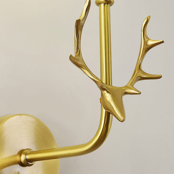 Glass Cylinder Antler Copper Wall Lamp