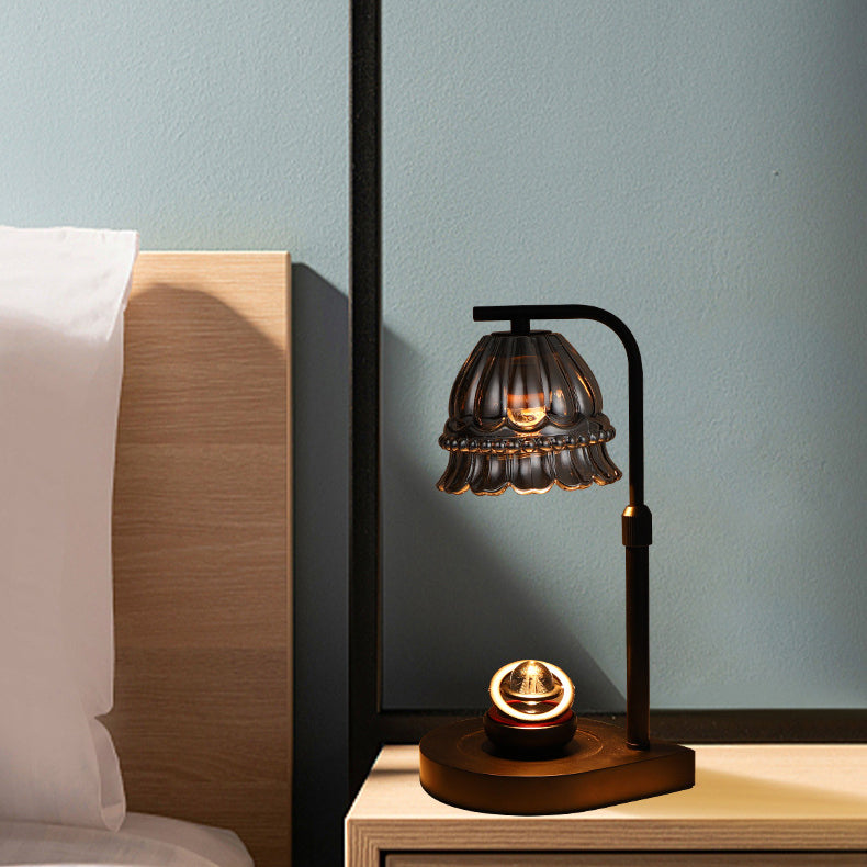 Flower Type Wooden Glass Table Lamp