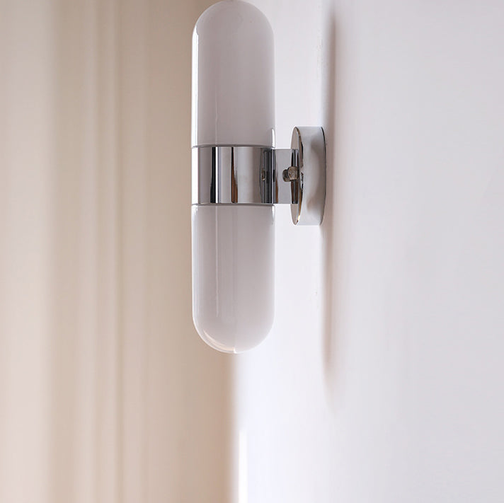 Capsule Iron Glass Bedroom 2-Light Wall Lamp