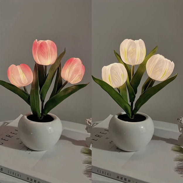 Tulip Simulation Bouquet Ceramic Table Lamp