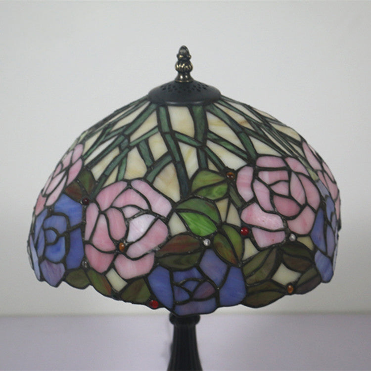 Rose Flower Stained Glass Table Lamp