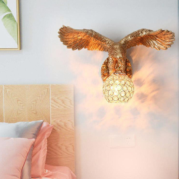 Resin Eagles Crystal Wall Lamp