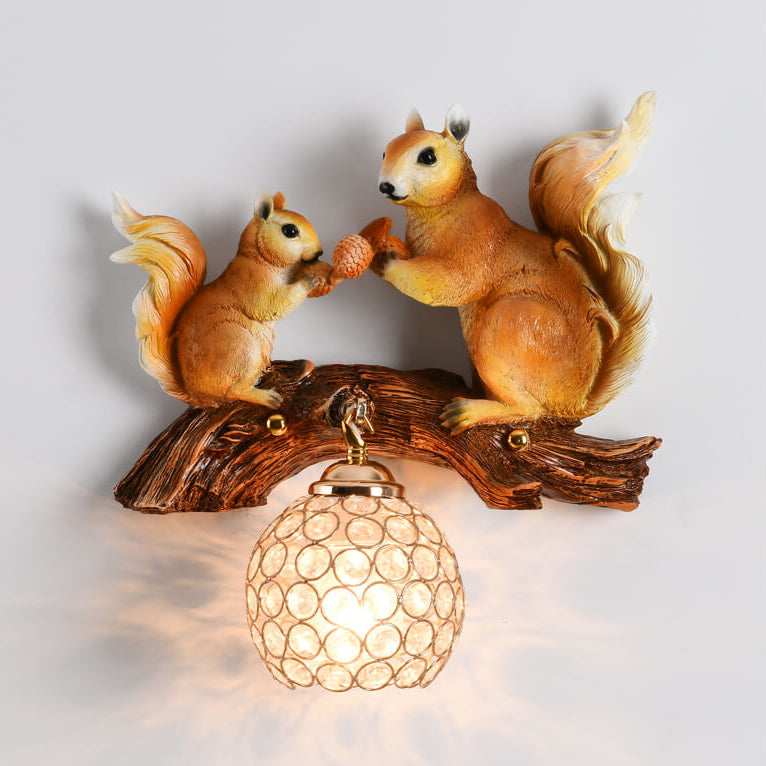 Squirrel Nut Resin Wall Lamp
