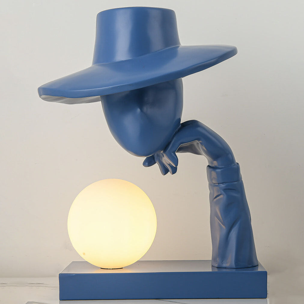 Abstract Hat-Wearing Human Figure Table Lamp