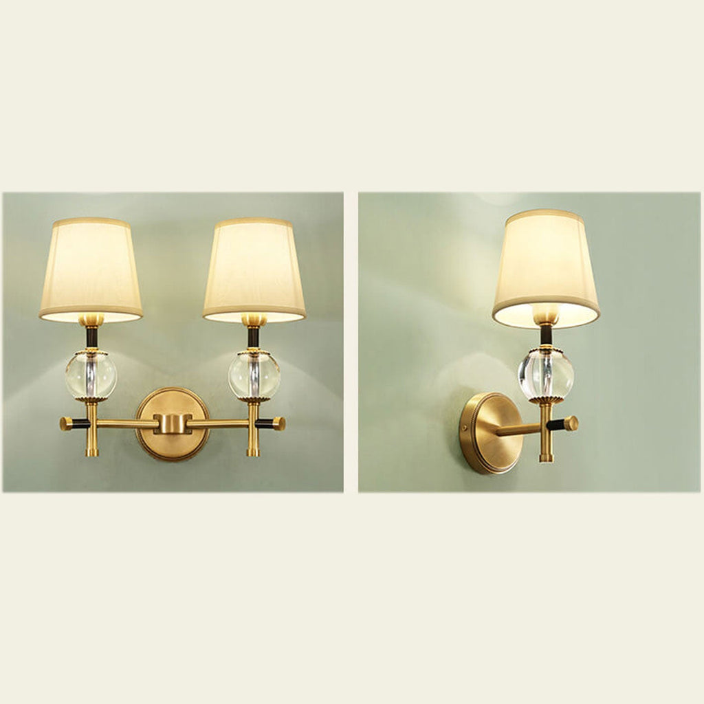 American Brass Fabric 1/2 Wall Lamp