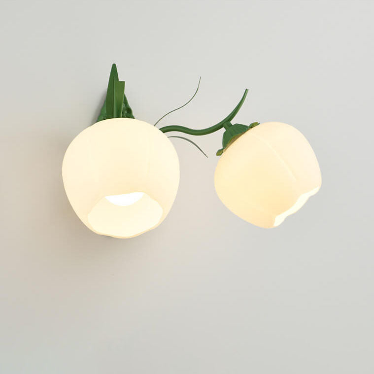 Floral Glass Round 1/2 Wall Lamp
