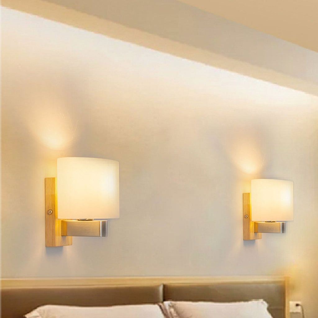 Solid Wood Glass Wall Lamp