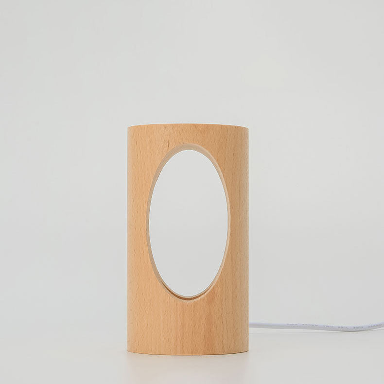 Solid Wood Rectangular Column Table Lamp