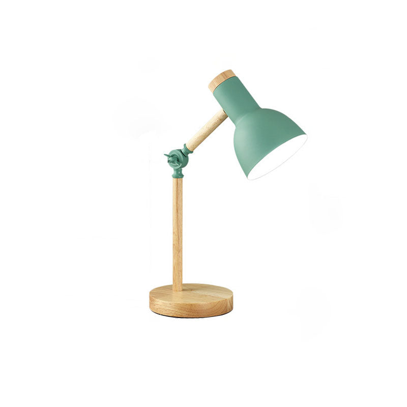 Iron Semi-Circular Wooden Study Table Lamp