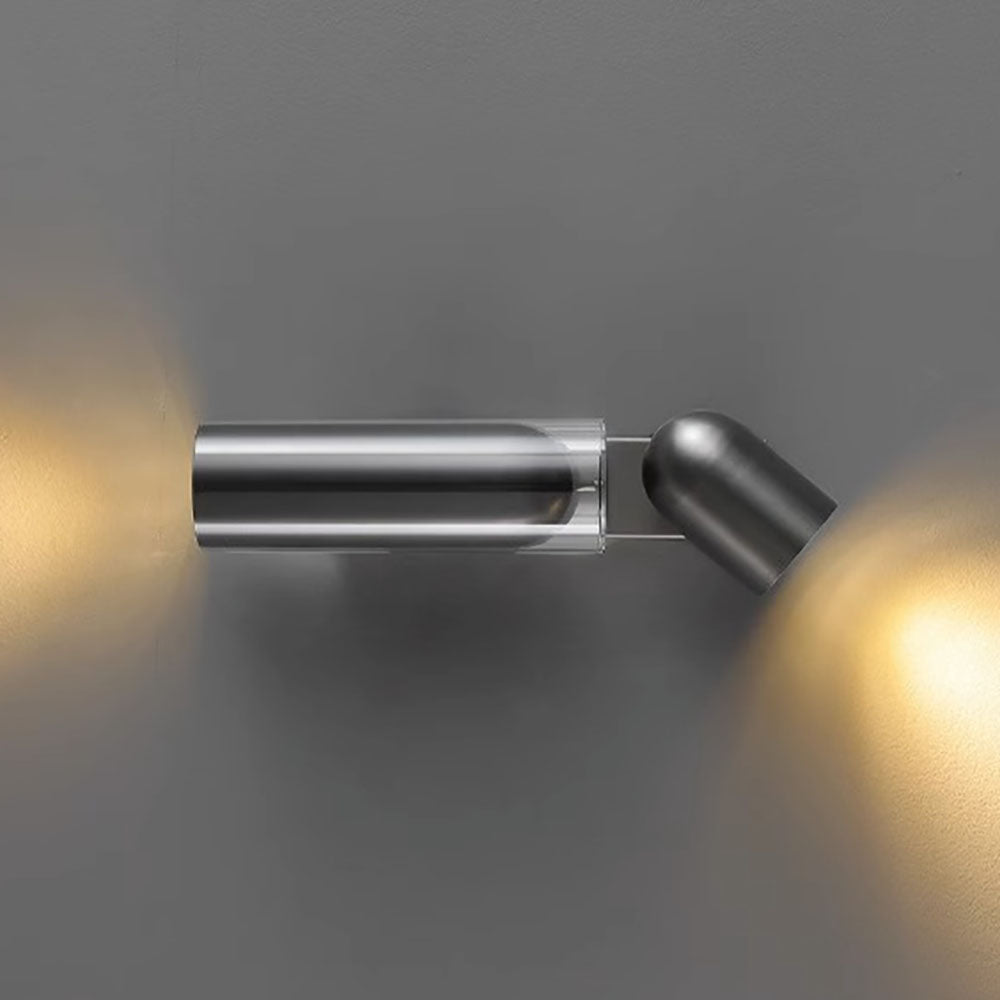 Rotatable Cylinder Metal Glass 2-Light Wall Lamp