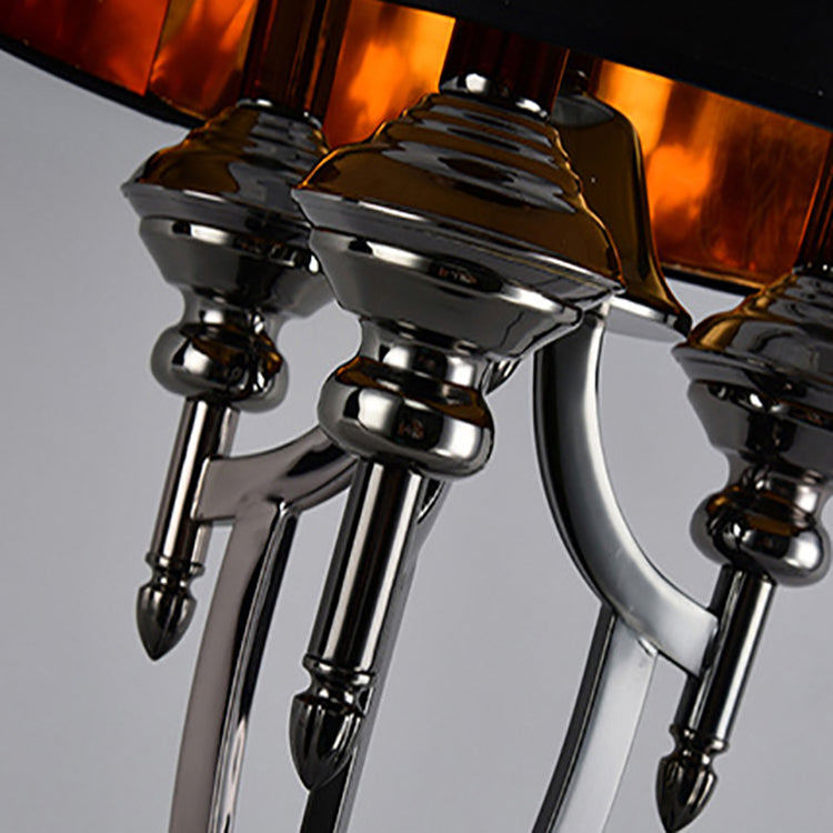 Fabric Iron Marble Cylinder 3-Light Table Lamp