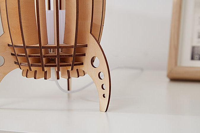 Wood Carving Rocket Night Table Lamp