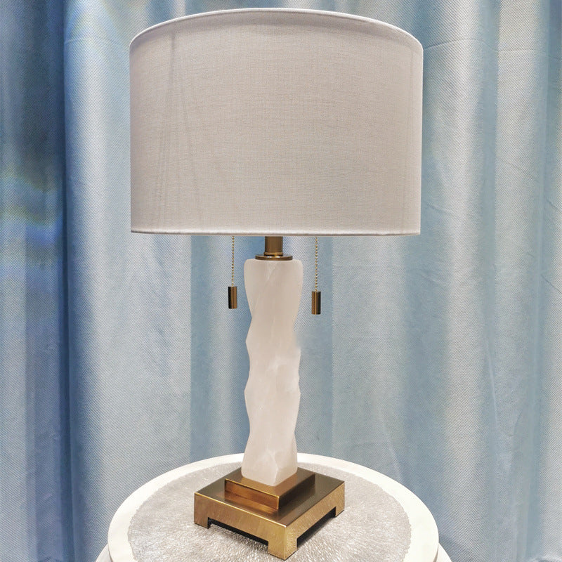 Cylinder Round Metal Marble Table Lamp