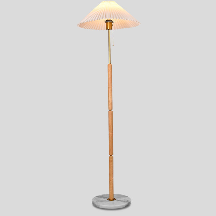 Plastic Pleated Conical Marble Floor Lamp