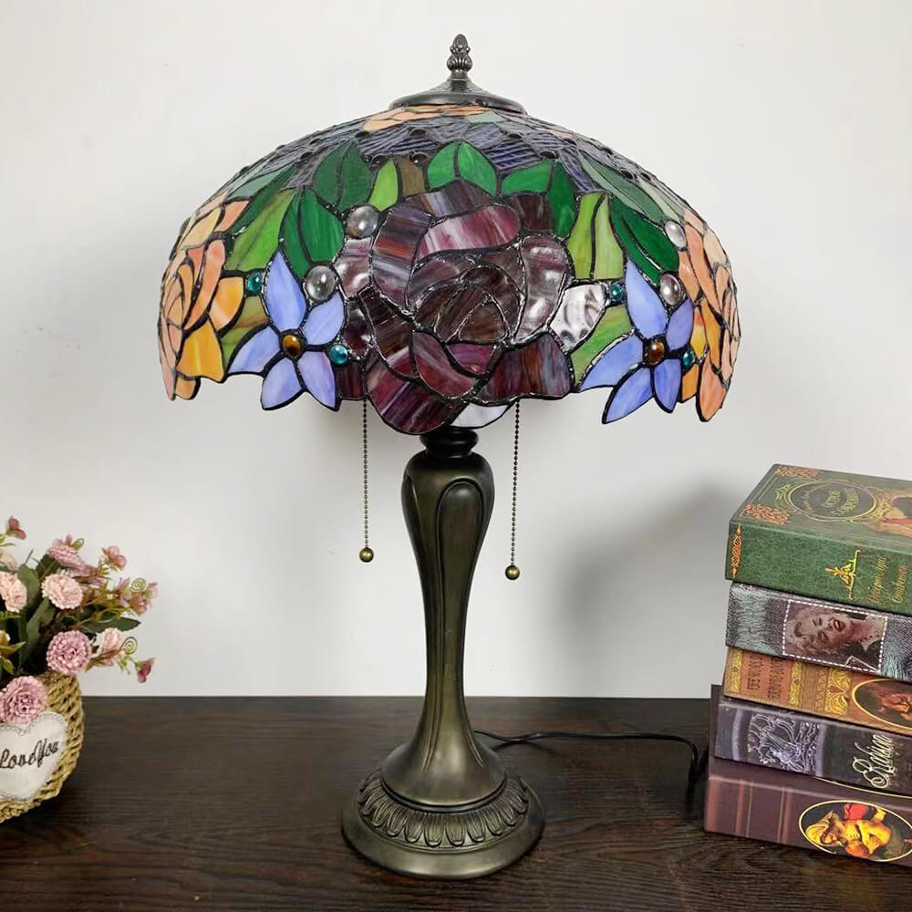 Umbrella Flower Dragonfly Alloy 2-Light Table Lamp