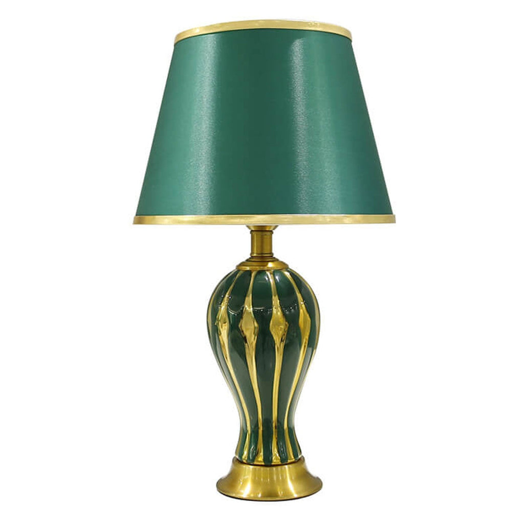 Fabric Ceramic Oval Table Lamp