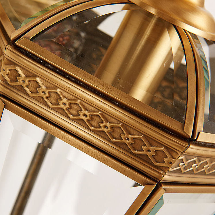 Hexagonal Lantern Copper Glass Outdoor Light