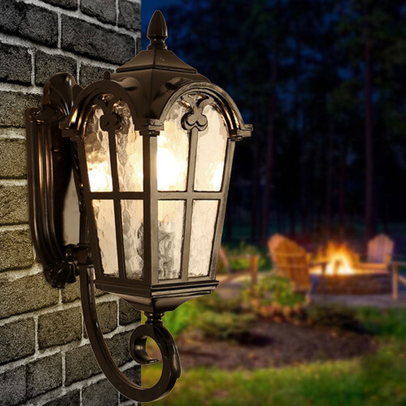 Glass Aluminum Lantern Outdoor Light